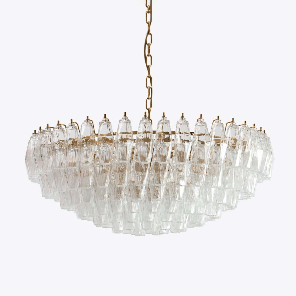 Naely lysekrone i klart Murano-glas med polyederdesign, vintage