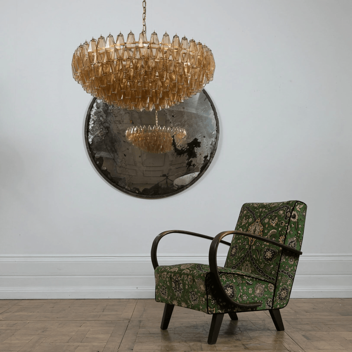 Celinora taklampa med nivåer i bärnstensfärgat vintageglas