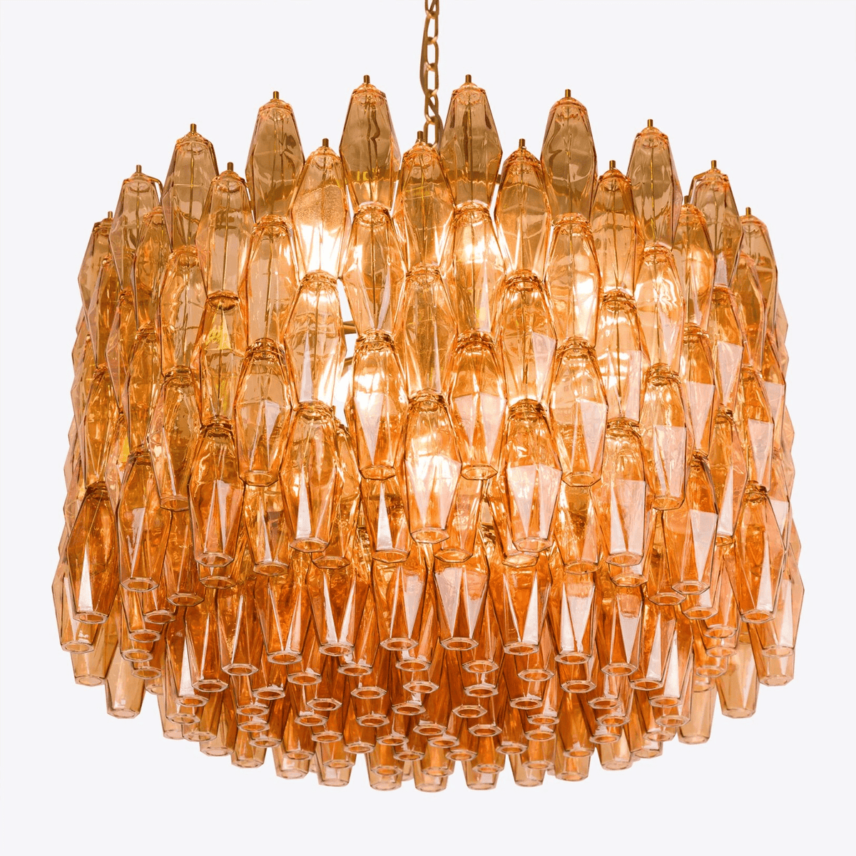 Celenella Trommelysekrone i ravfarvet glas elegant