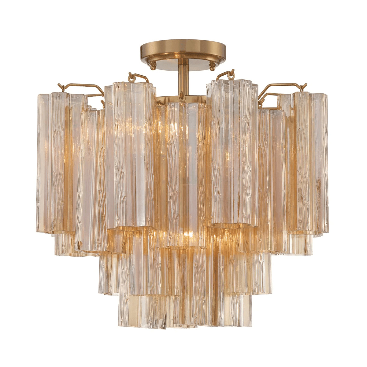 Eirerise loftslampe i klart håndblæst, rørformet Murano-glas