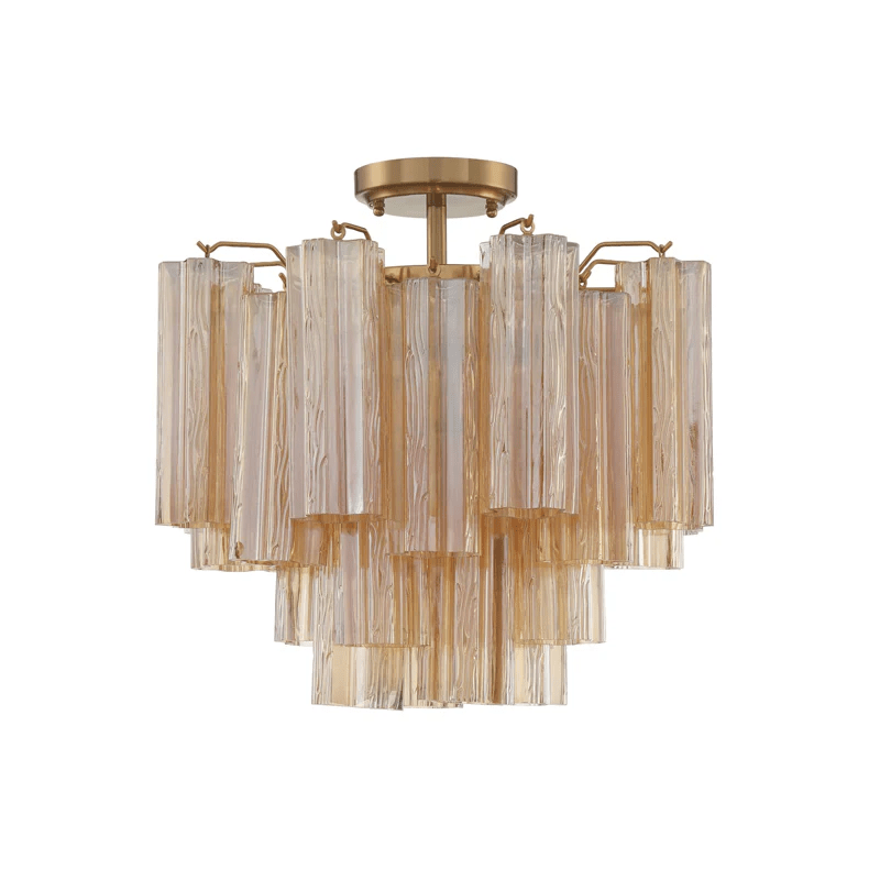 Eirerise loftslampe i klart håndblæst, rørformet Murano-glas
