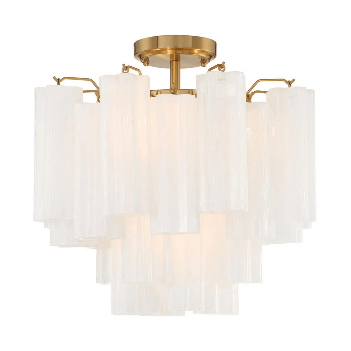 Eirerise loftslampe i klart håndblæst, rørformet Murano-glas