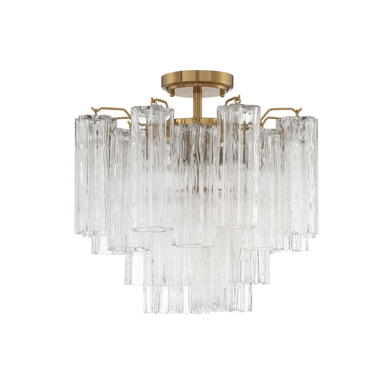 Eirerise loftslampe i klart håndblæst, rørformet Murano-glas