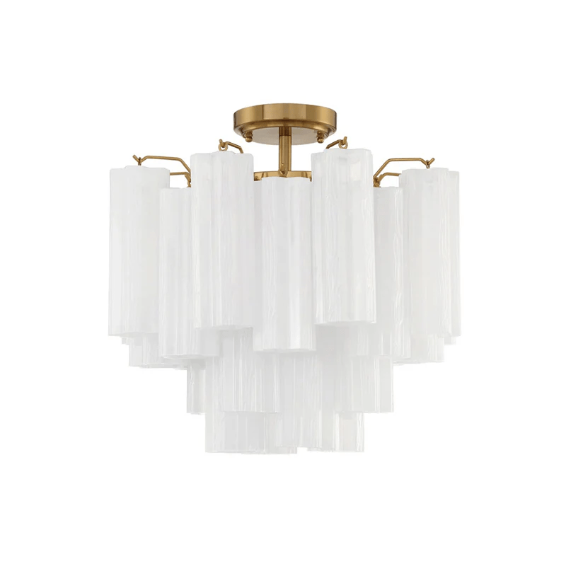 Eirerise loftslampe i klart håndblæst, rørformet Murano-glas