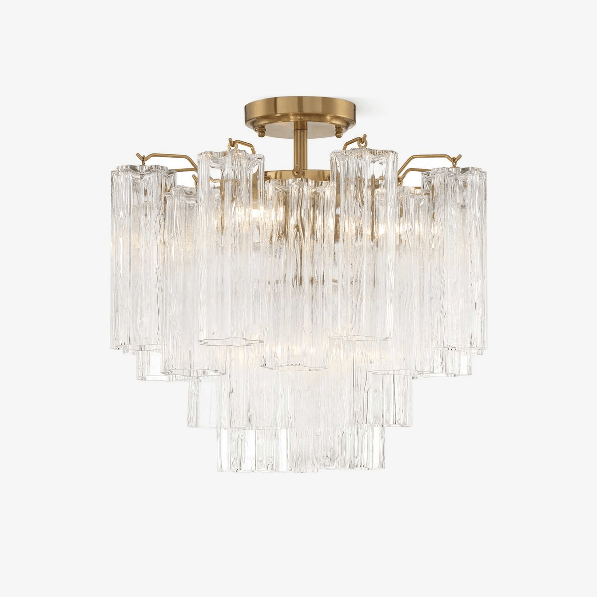 Eirerise loftslampe i klart håndblæst, rørformet Murano-glas