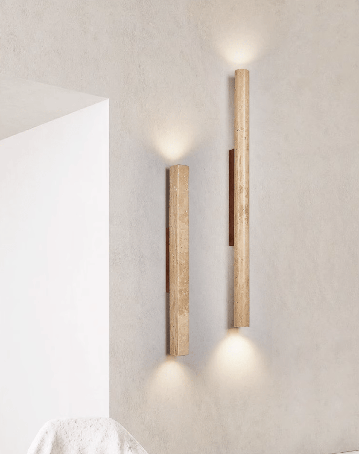 Noriira minimalistisk vägglampa i travertin