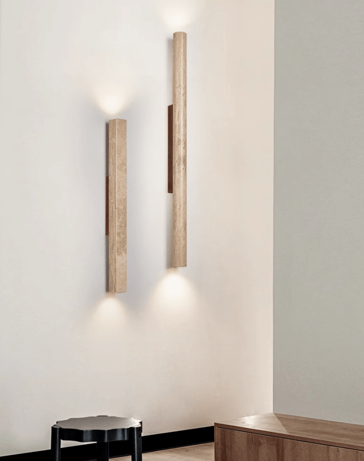 Noriira minimalistisk vägglampa i travertin
