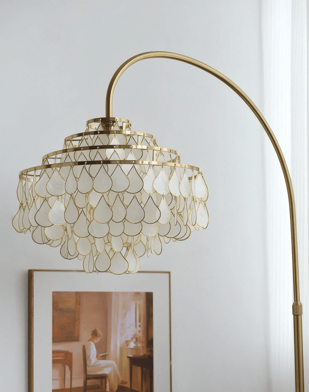 Luksus-gulvlampe med skal Emily