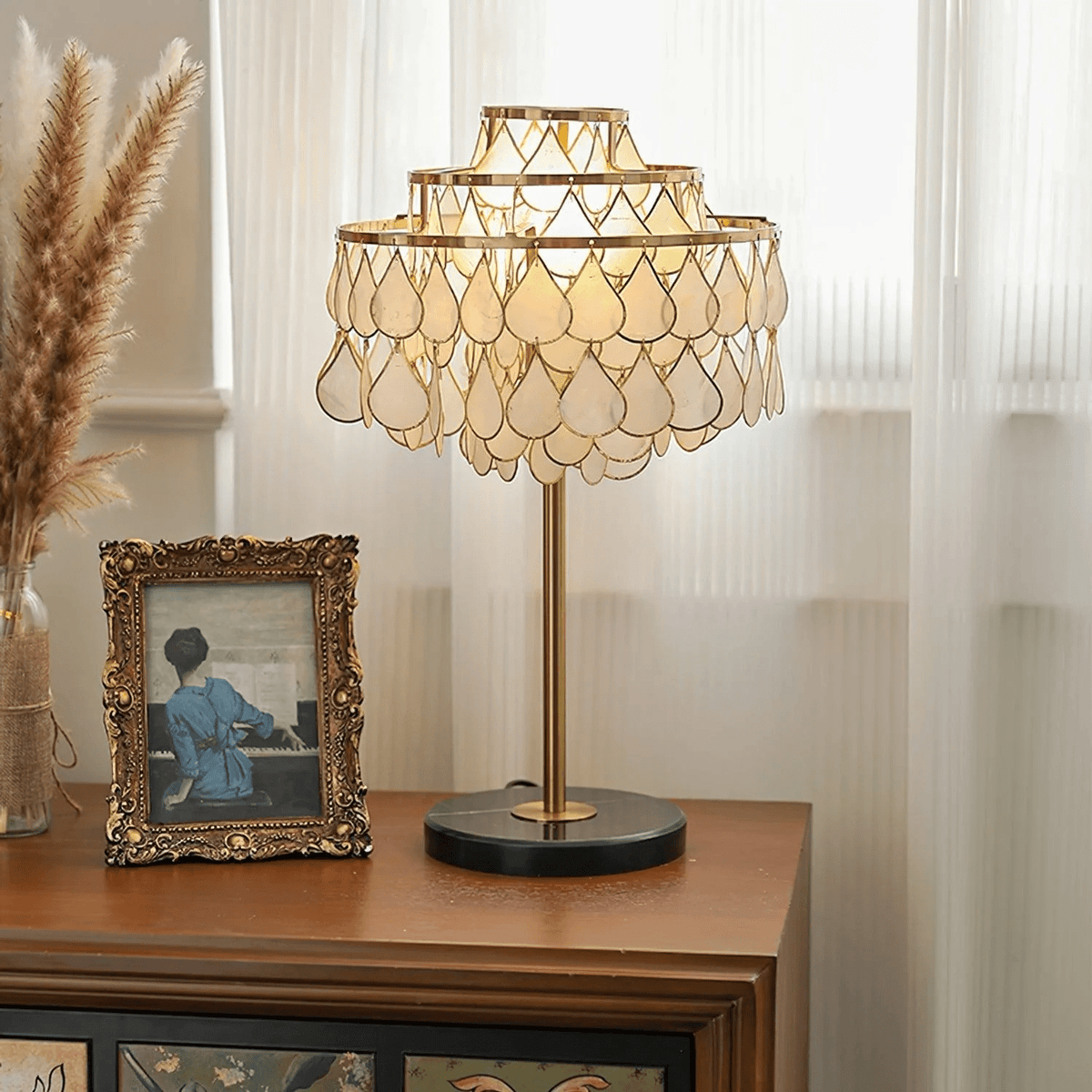 Luksus-skalbordlampe med dråber Jacob