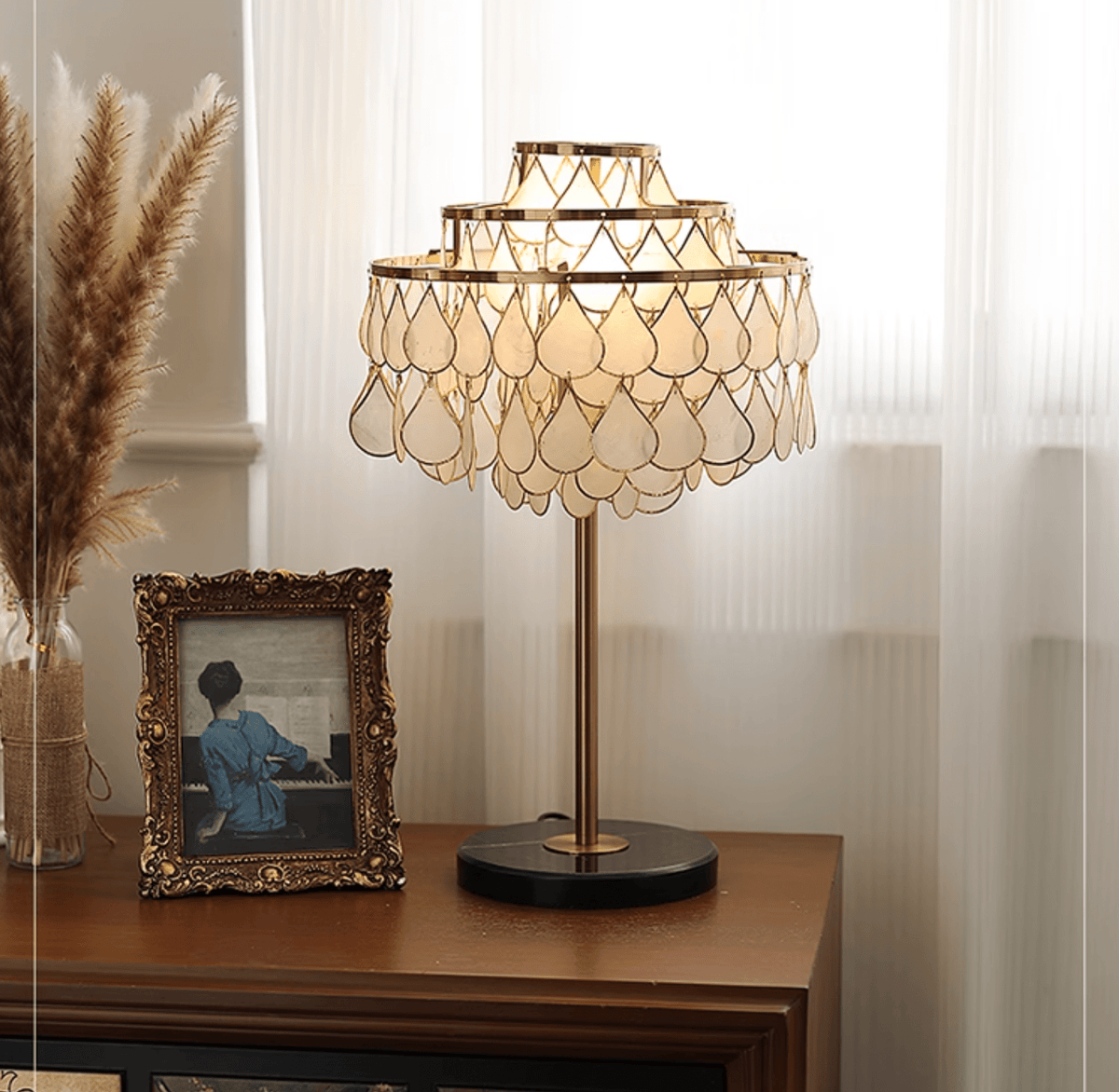 Luksus-skalbordlampe med dråber Jacob