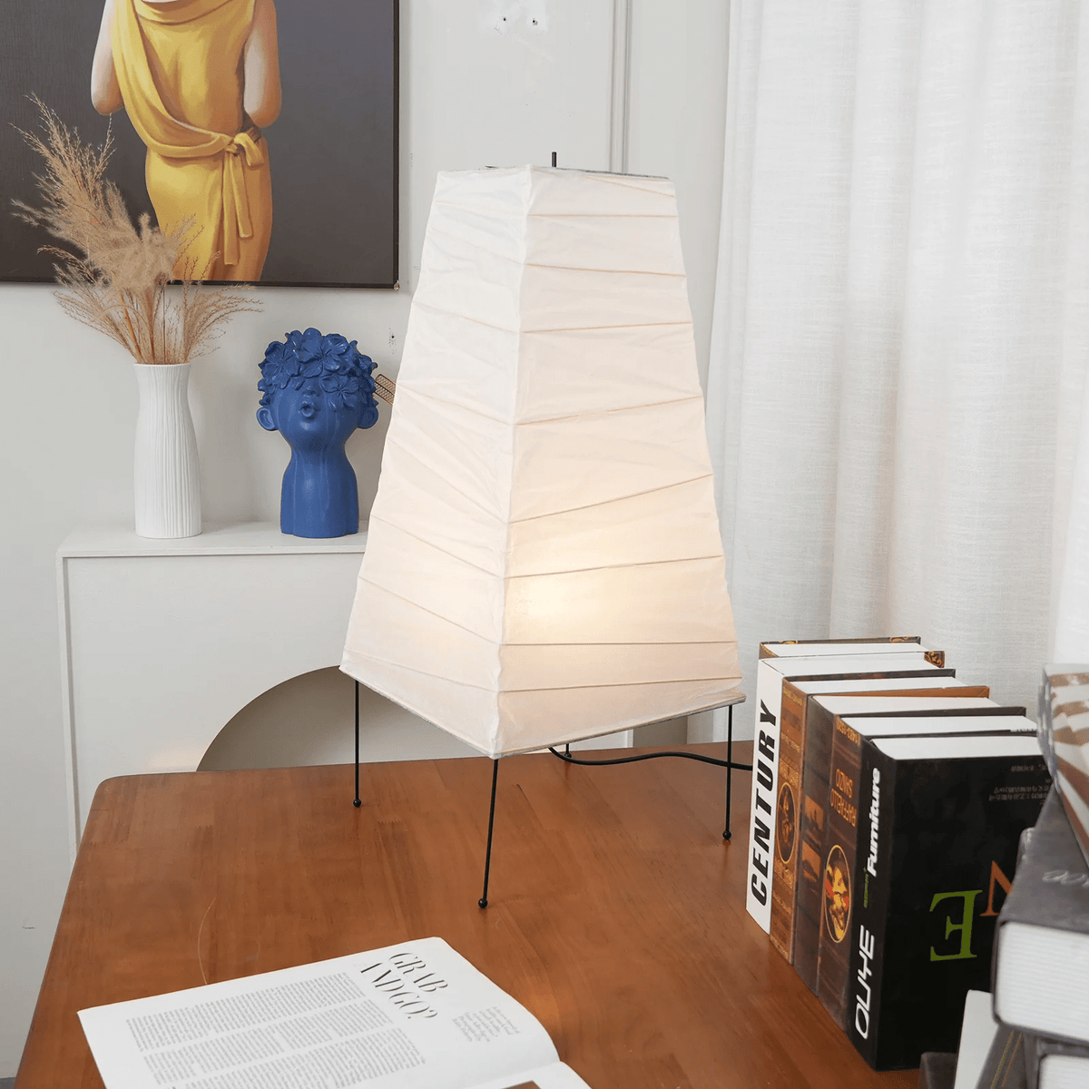 Piaaraya minimalistisk bordlampe i papir