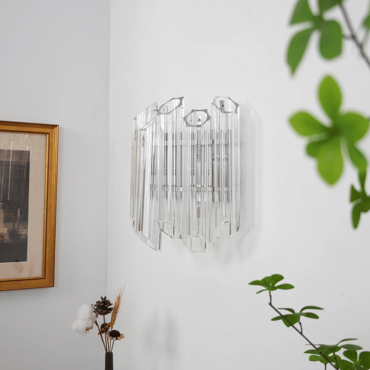 Celalaria vägglampa i klart Murano-glas med rörkaskad