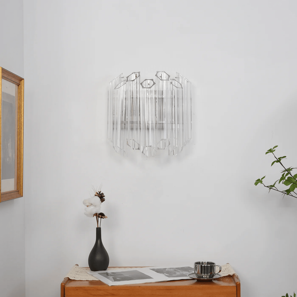 Celalaria vägglampa i klart Murano-glas med rörkaskad