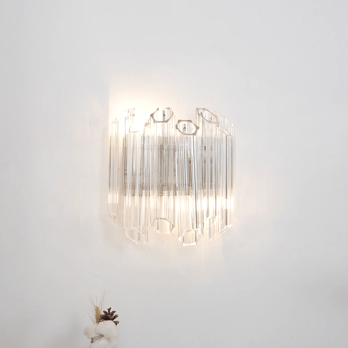 Celalaria vägglampa i klart Murano-glas med rörkaskad