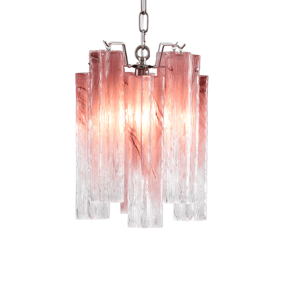 Lioroella lysekrone i Murano-glas med lyserød gradient
