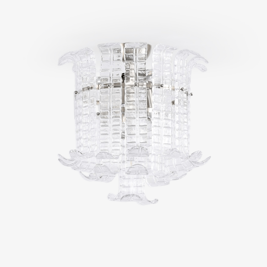 Lioreleria loftslampe i klart Murano-glas, planmonteret