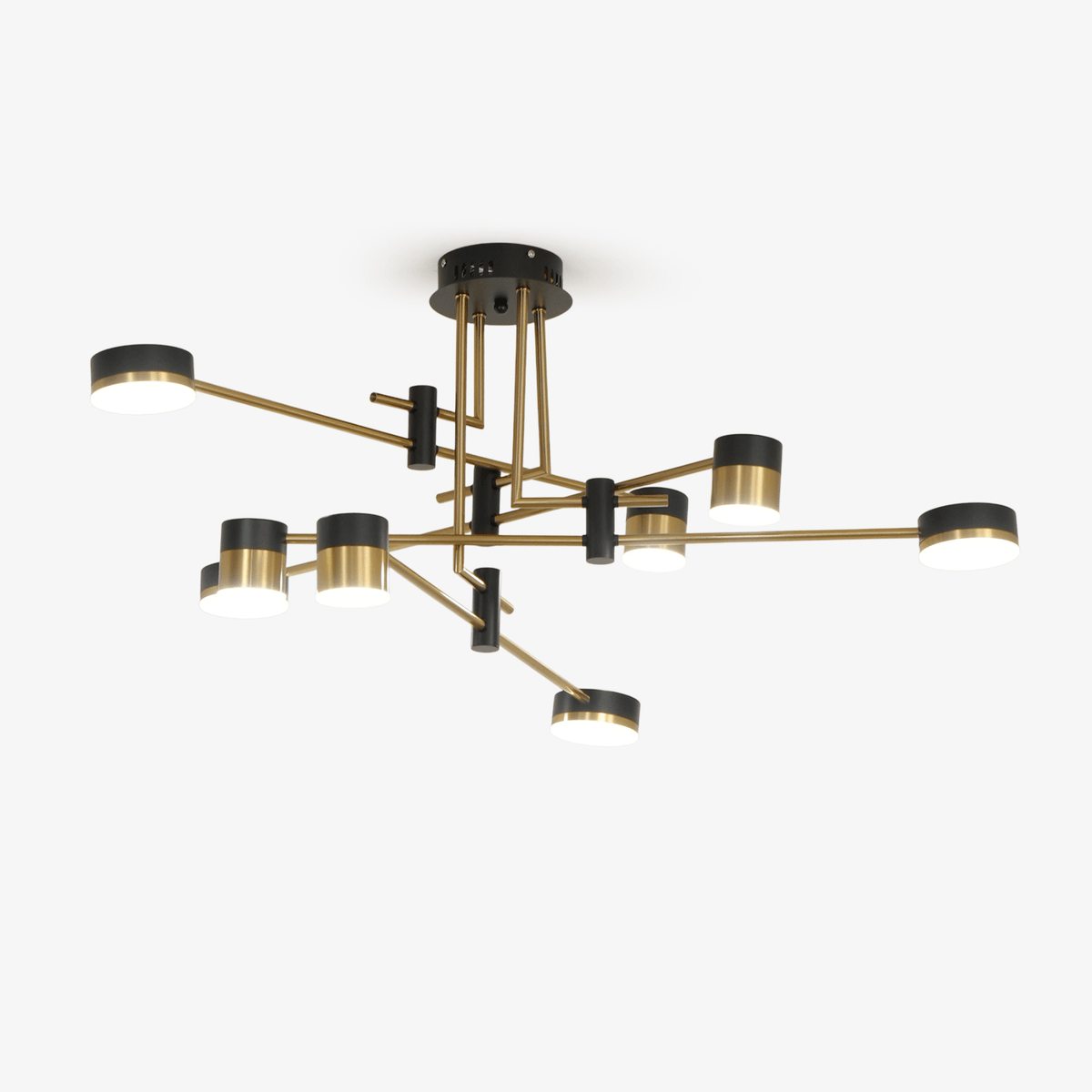Candeeiro de lustre Oriaella preto e dourado com braços em forma de aranha