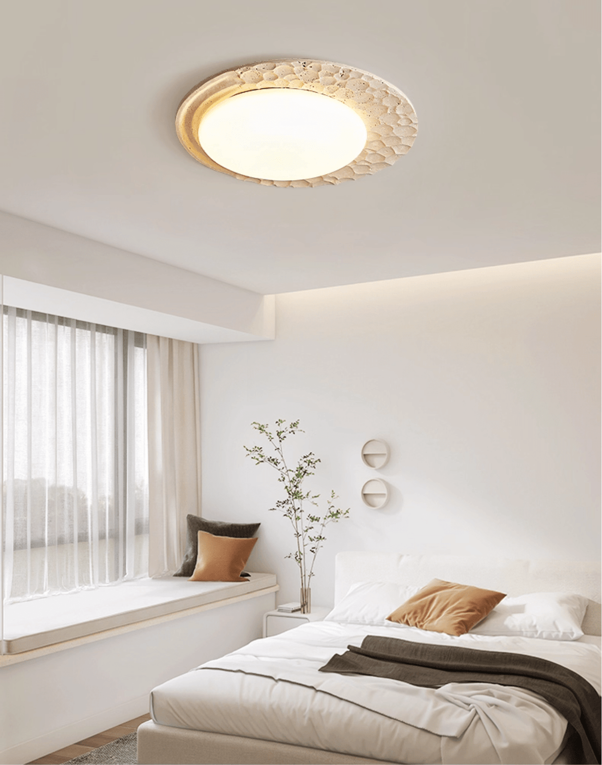 Ivsoris Tekstureret travertinloftlampe