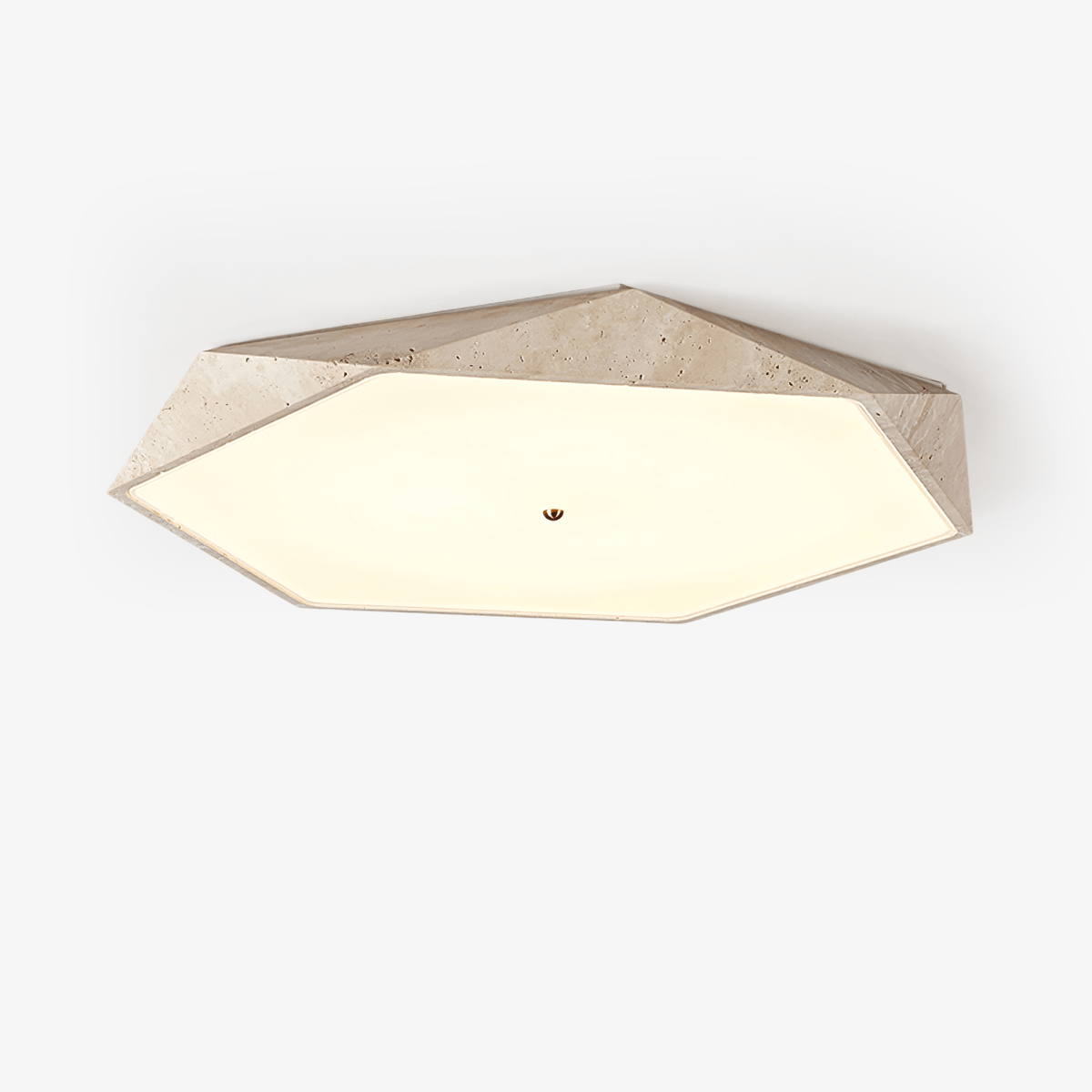 Sekskantet loftslampe i travertin
