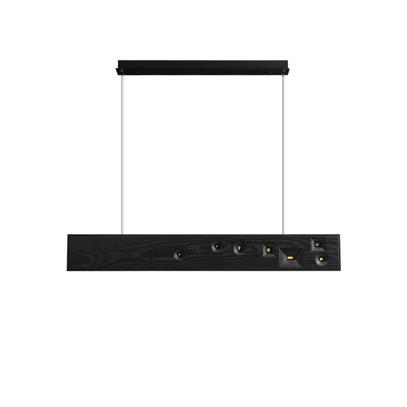 Candeeiro suspenso Elvorora em madeira e pedra preciosa com LED linear