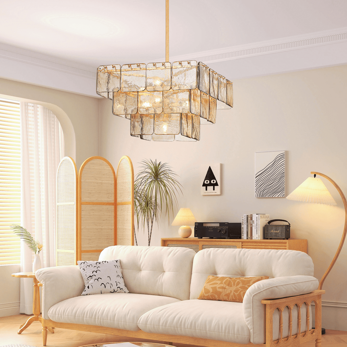 Candelabro Celaniel, vidro Piastre cor de champanhe, moderno