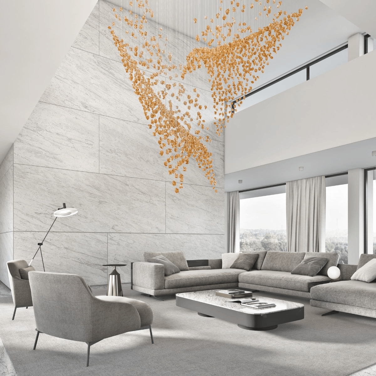 Candeeiro de teto OreStone Grand em cristal de quartzo personalizável