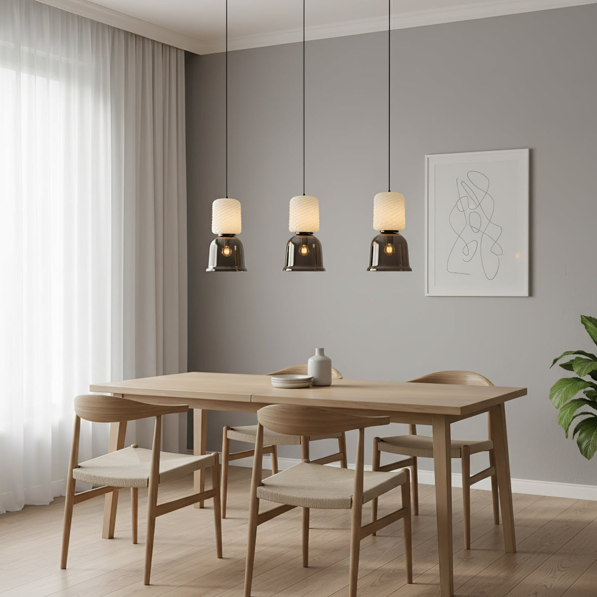 Calveris pendellampe i struktureret lagdelt glas
