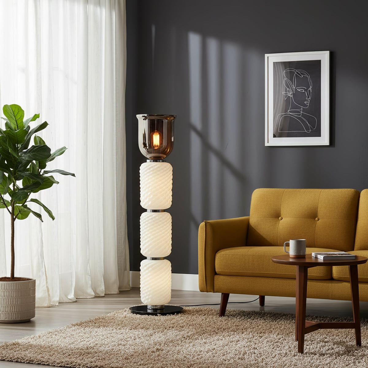 Valdorne gulvlampe i struktureret lagdelt glas