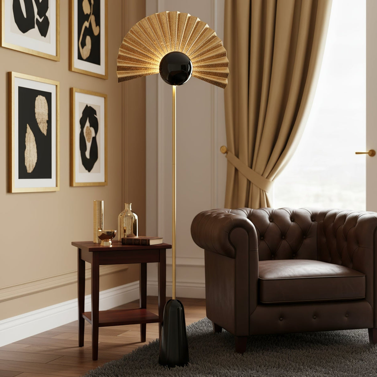Candeeiro de pé Solvaar Gilded Fan