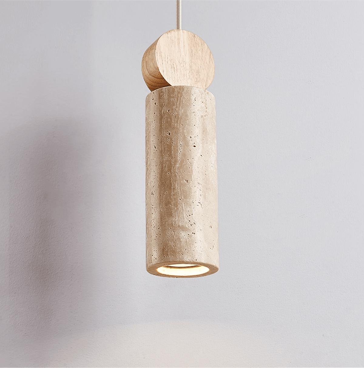 Candeeiro suspenso Ashton Travertine Cylinder Disc