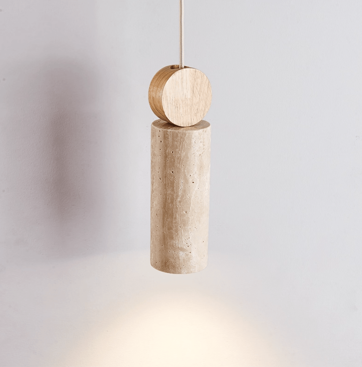 Candeeiro suspenso Ashton Travertine Cylinder Disc