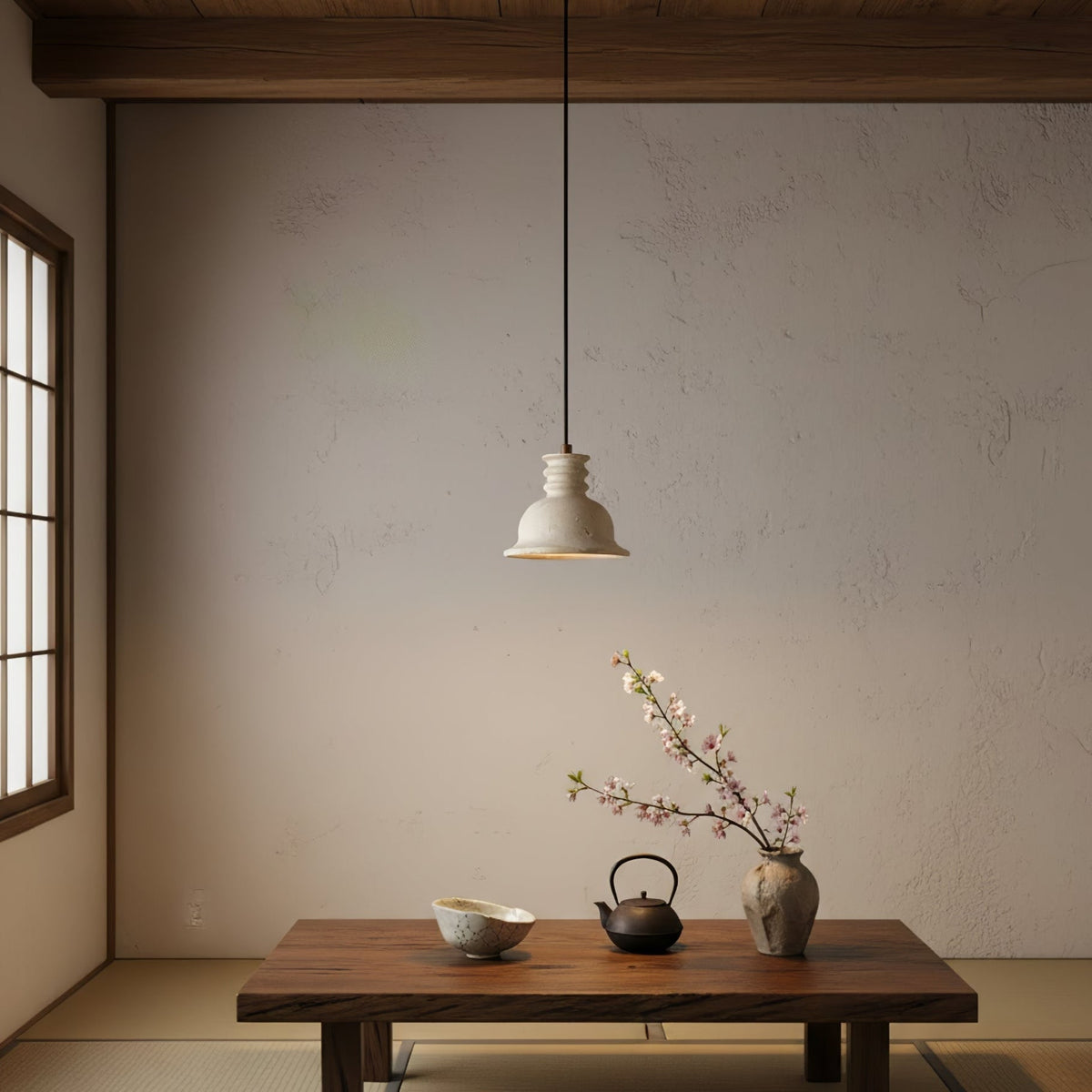 Harrow Travertine Ribbed Dome -riippuvalaisin