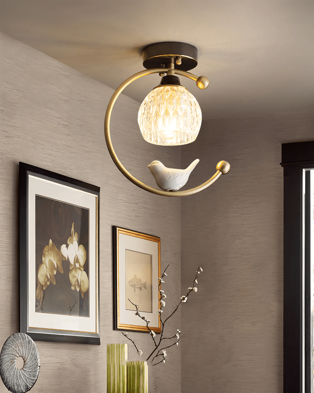 Otis Linearo kunstnerisk keramisk fugleloftlampe