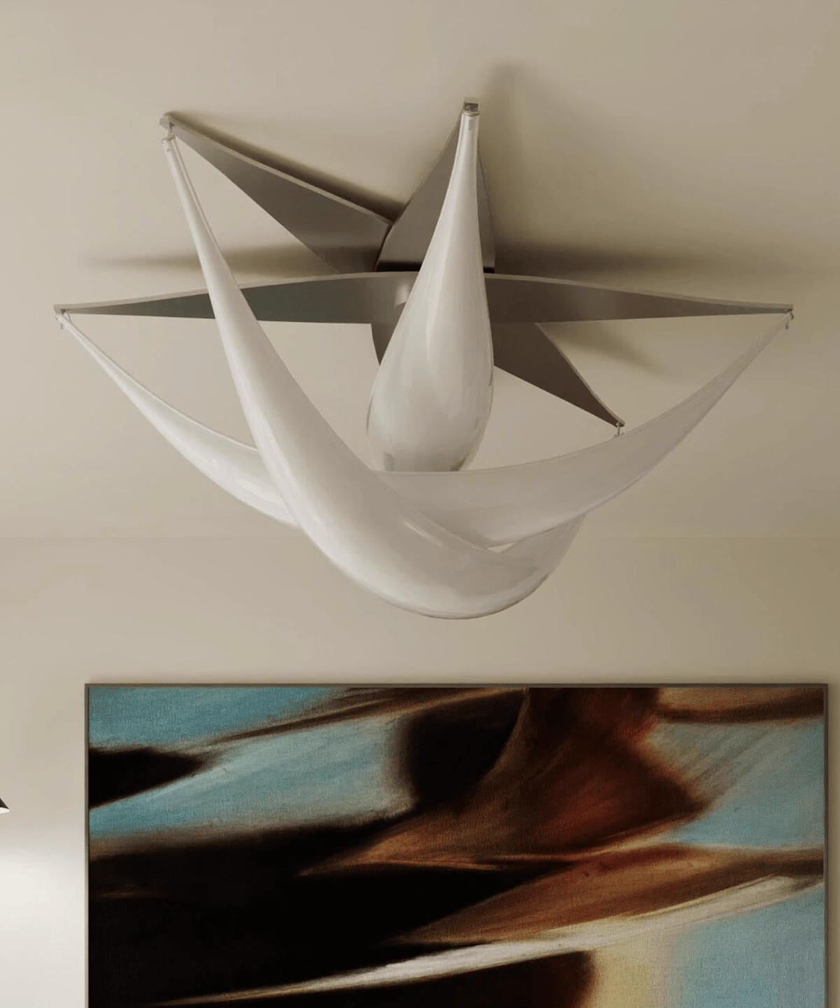 Maia moderne loftlampe i hvid resin