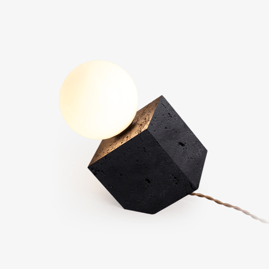 Milo Candeeiro de mesa minimalista em travertino preto