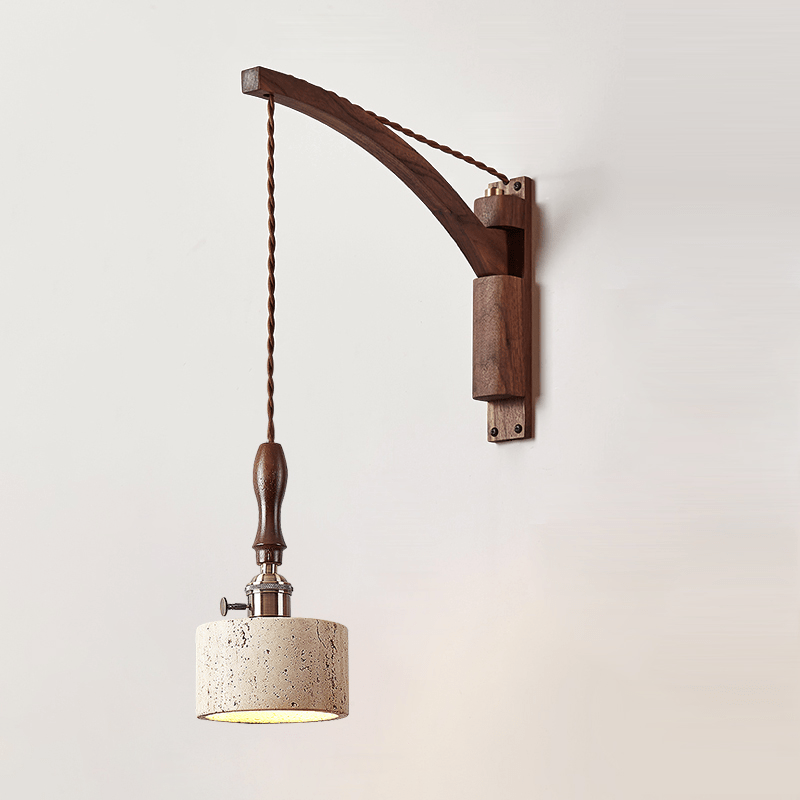 Sven modern vägglampa i gul travertin