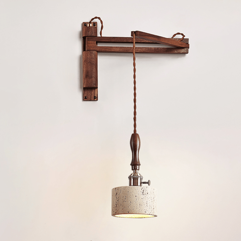 Sven modern vägglampa i gul travertin