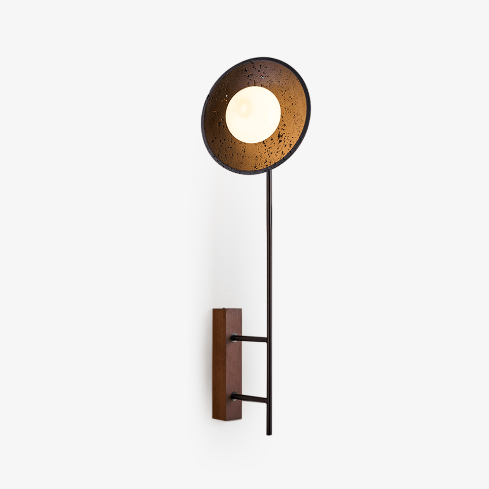 Candeeiro de parede moderno Fawn Sunflower em travertino preto