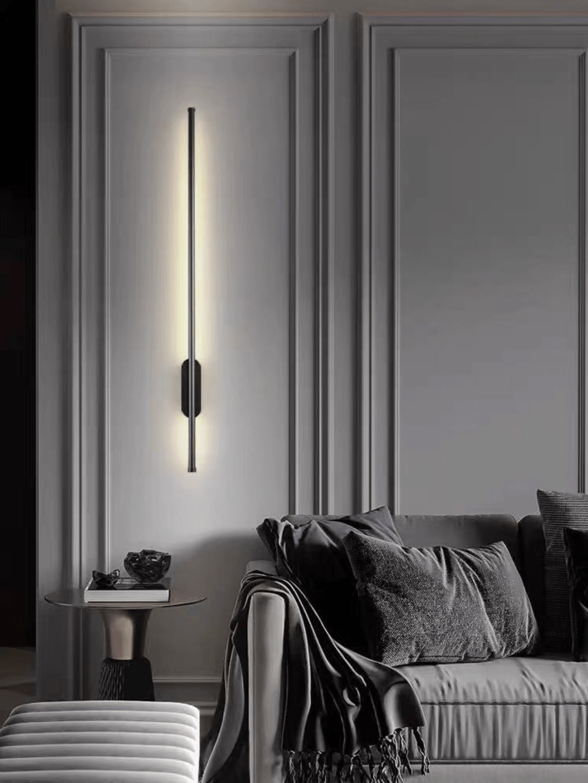 Candeeiro de parede preto linear recarregável Nomk