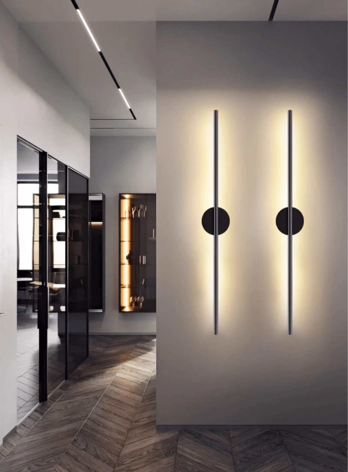 Candeeiro de parede preto linear recarregável Nomk