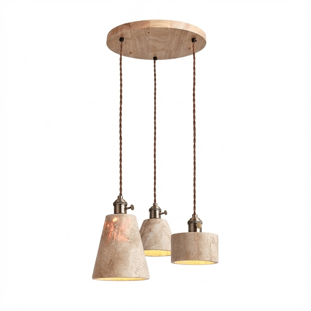Conjunto de candeeiros suspensos minimalistas em travertino amarelo Ralv
