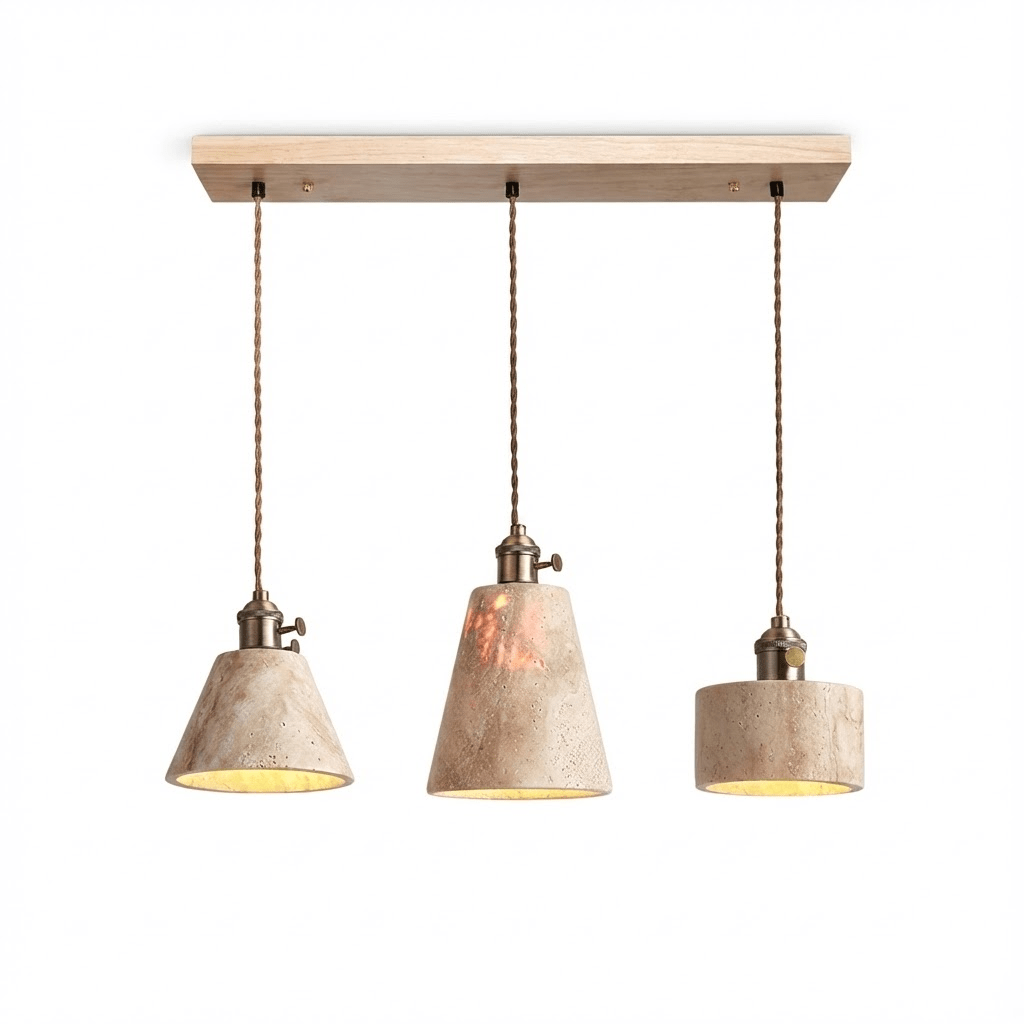 Conjunto de candeeiros suspensos minimalistas em travertino amarelo Ralv