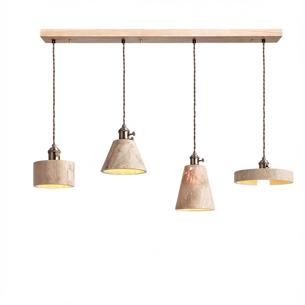 Conjunto de candeeiros suspensos minimalistas em travertino amarelo Ralv
