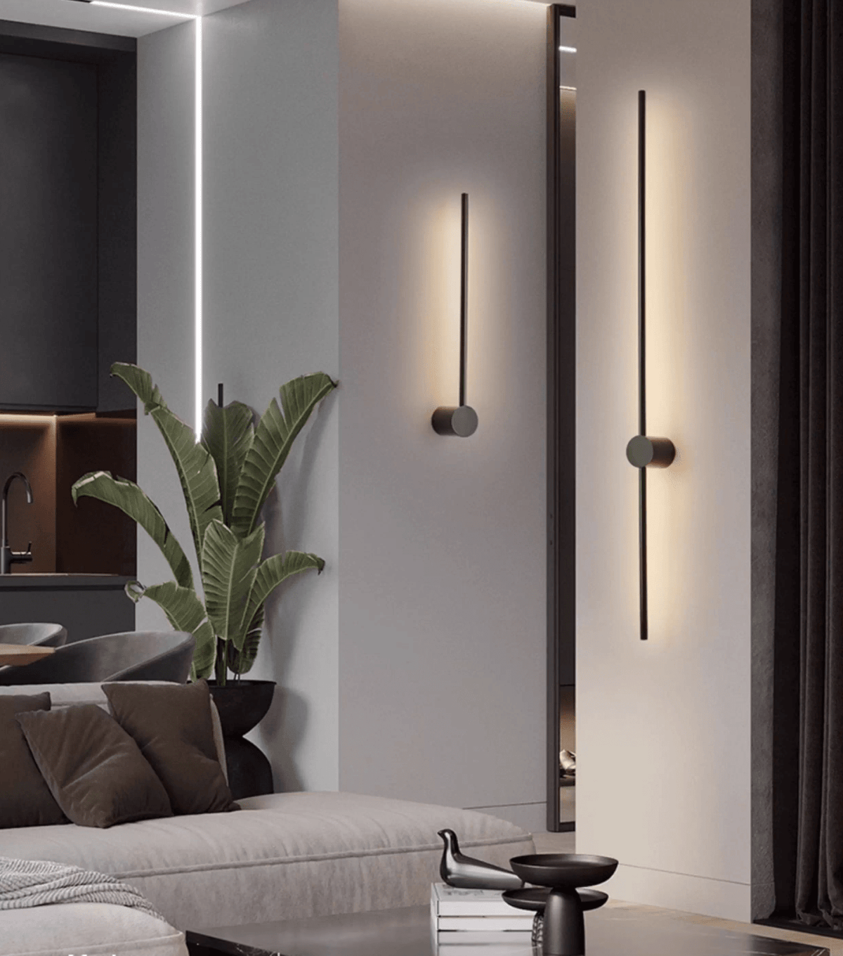Nestx minimalistisk væglampe med messingstang