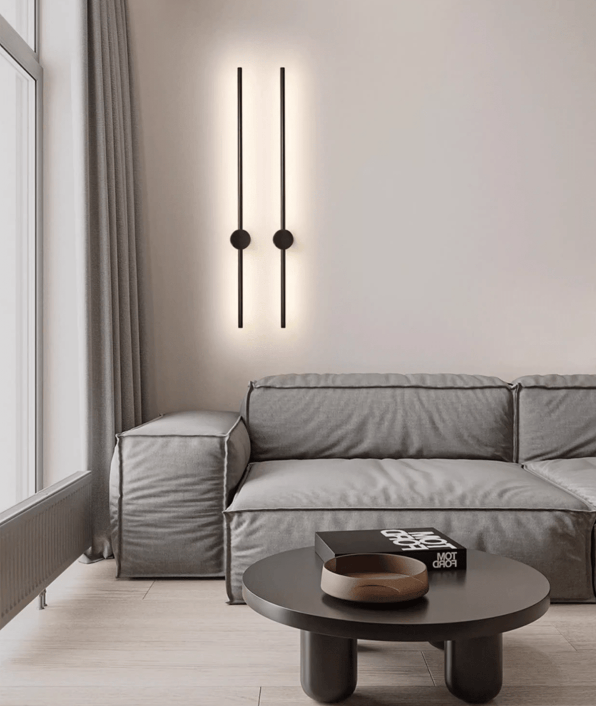 Nestx minimalistisk væglampe med messingstang