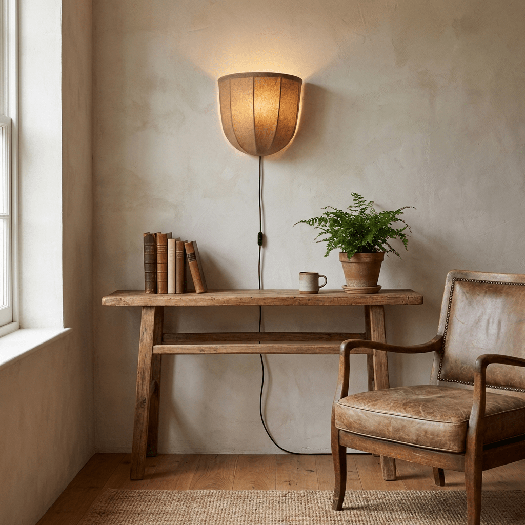 Mirienne-pellavakankainen seinävalaisin pistokkeella