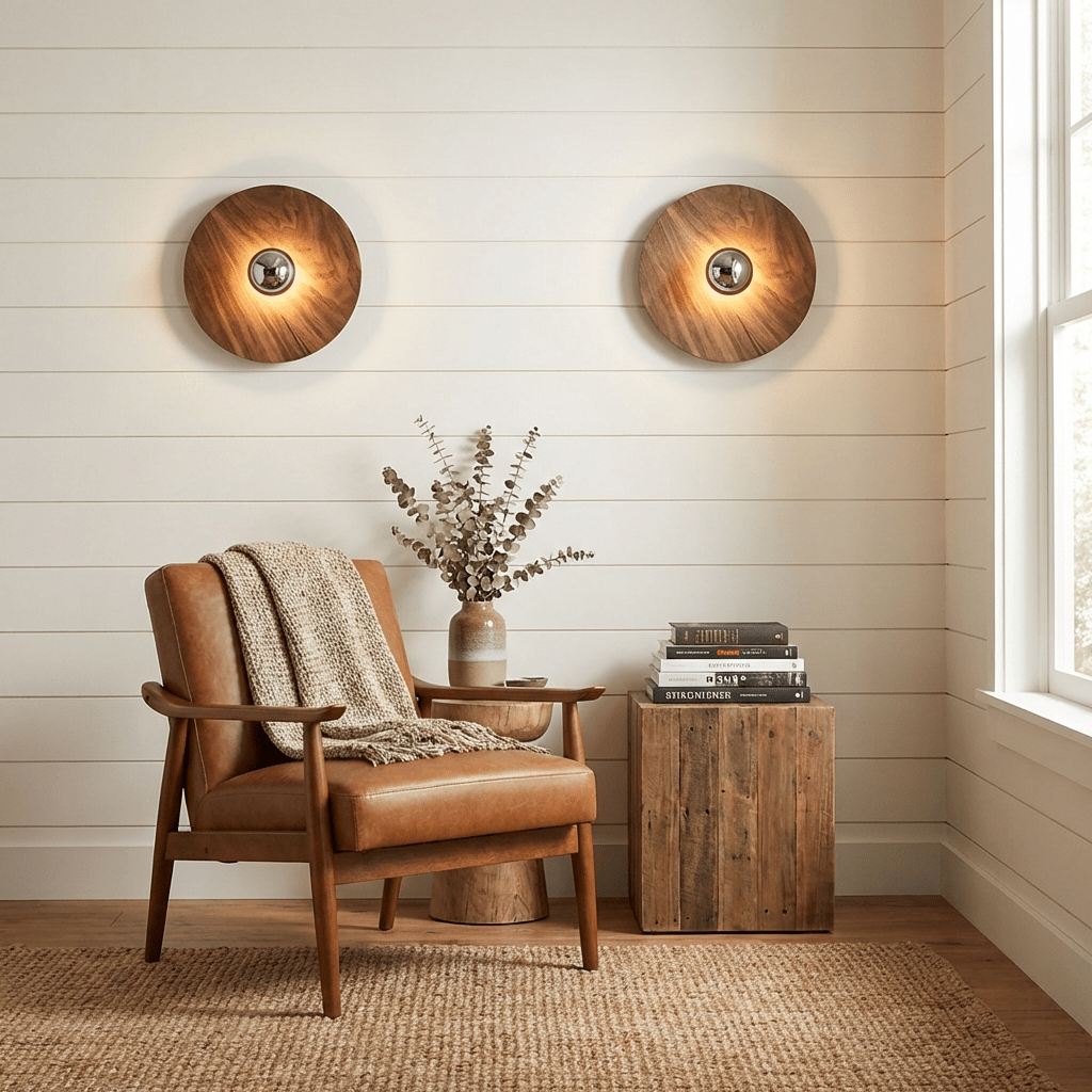 Rinalise Wood Disc Wall Light