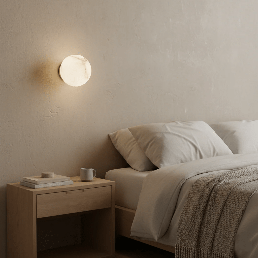 Navo mini-klotformad vägglampa i alabaster