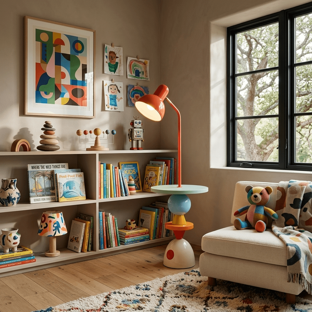 Zelora Playform bordlampe med farveblokke