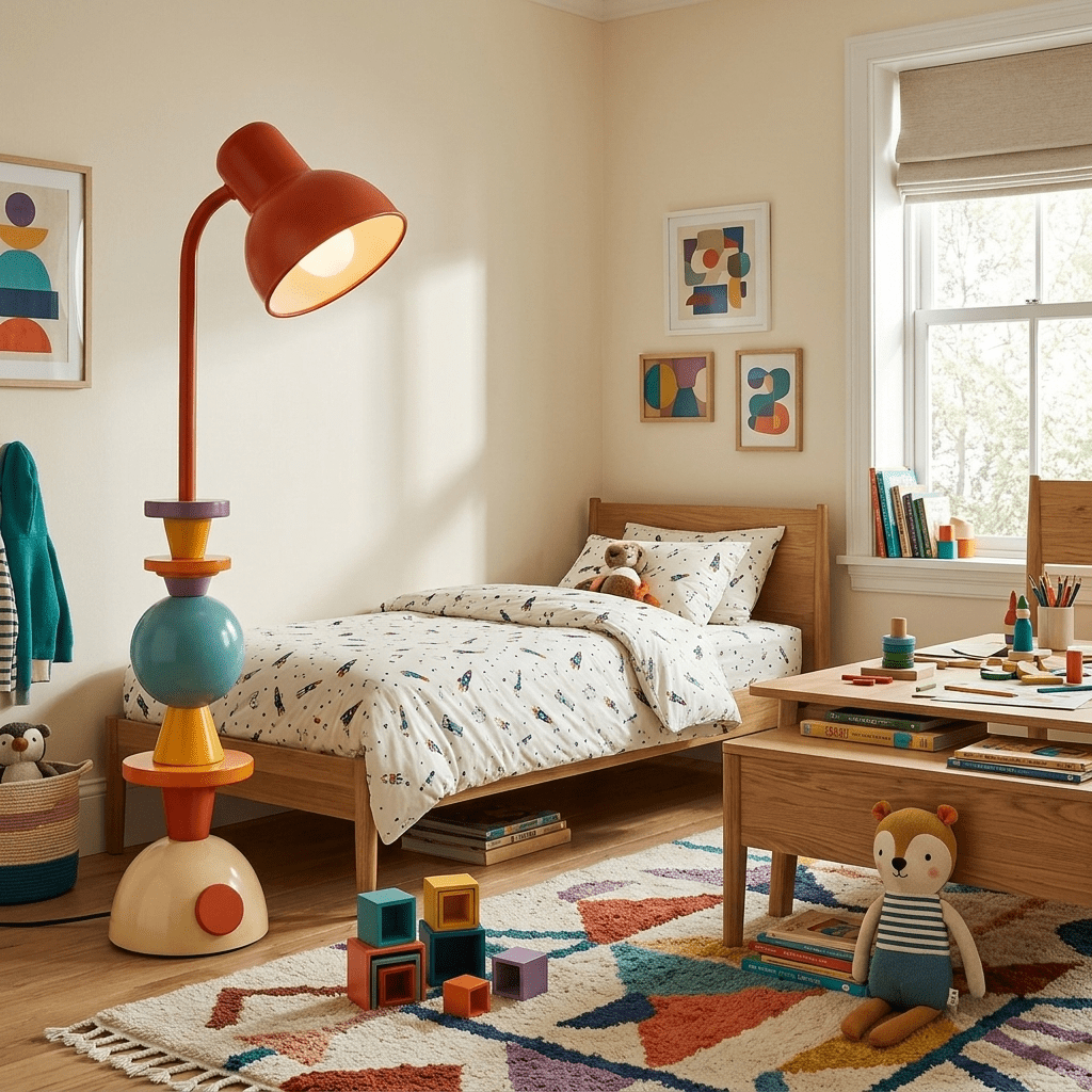 Zelora Playform bordlampe med farveblokke